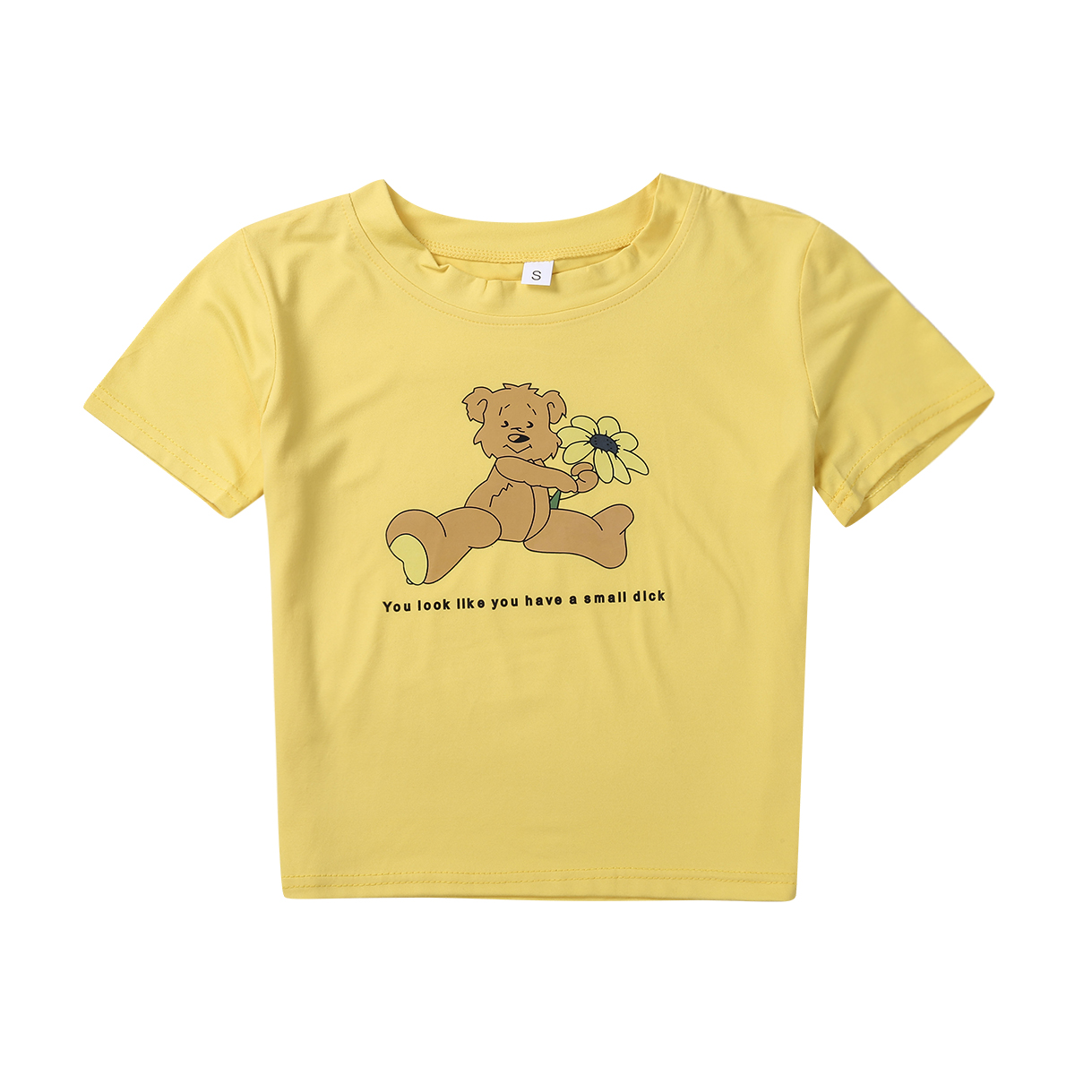 Áo Crop Top Tay Ngắn In Hình Gấu Và Hoa | BigBuy360 - bigbuy360.vn