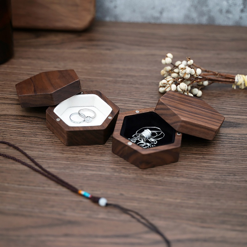 Hộp Gỗ Óc Chó Đựng Nhẫn Đính Hôn / Trang Sức Tiện Dụng