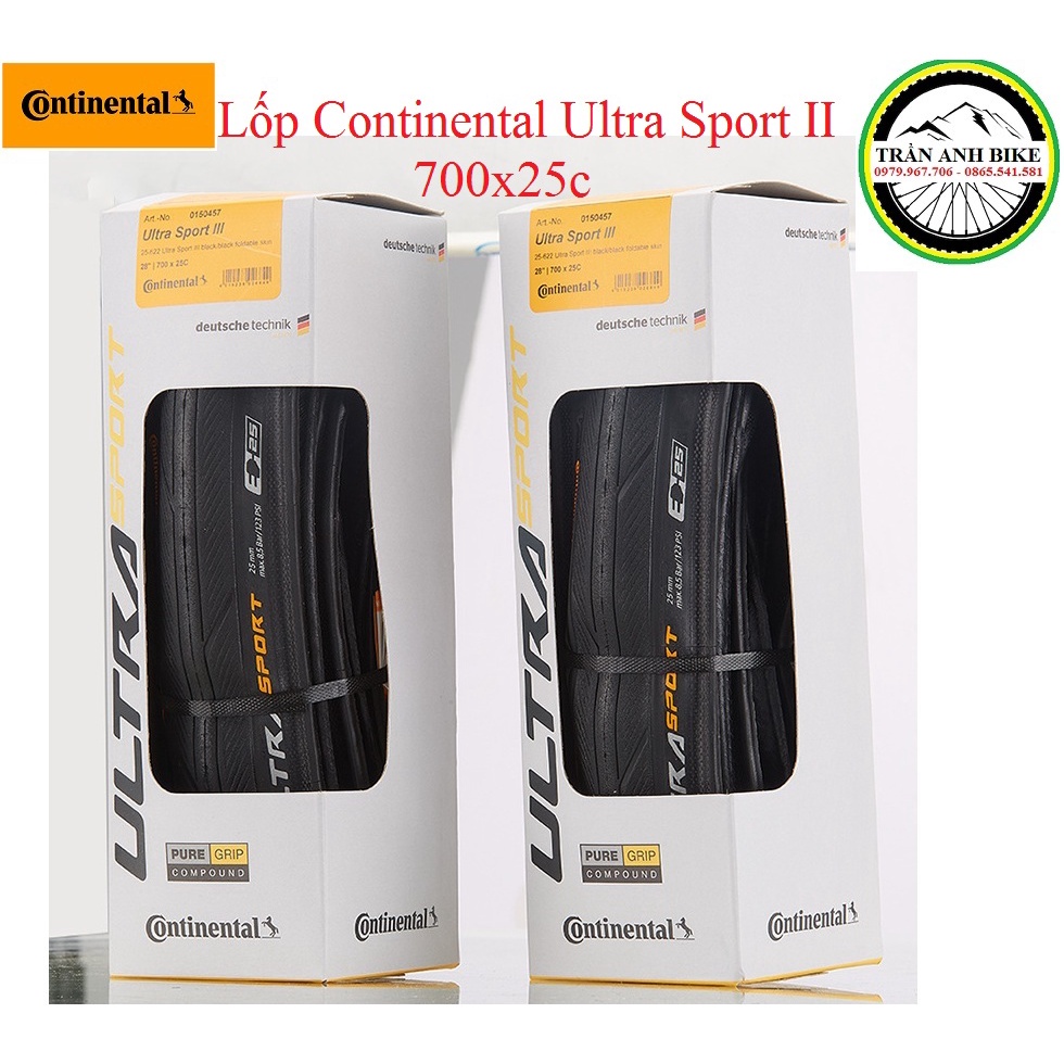 Vỏ lốp gấp xe đạp cao cấp Continental Ultra Sport III 700x25c chữ vàng- 1 chiếc