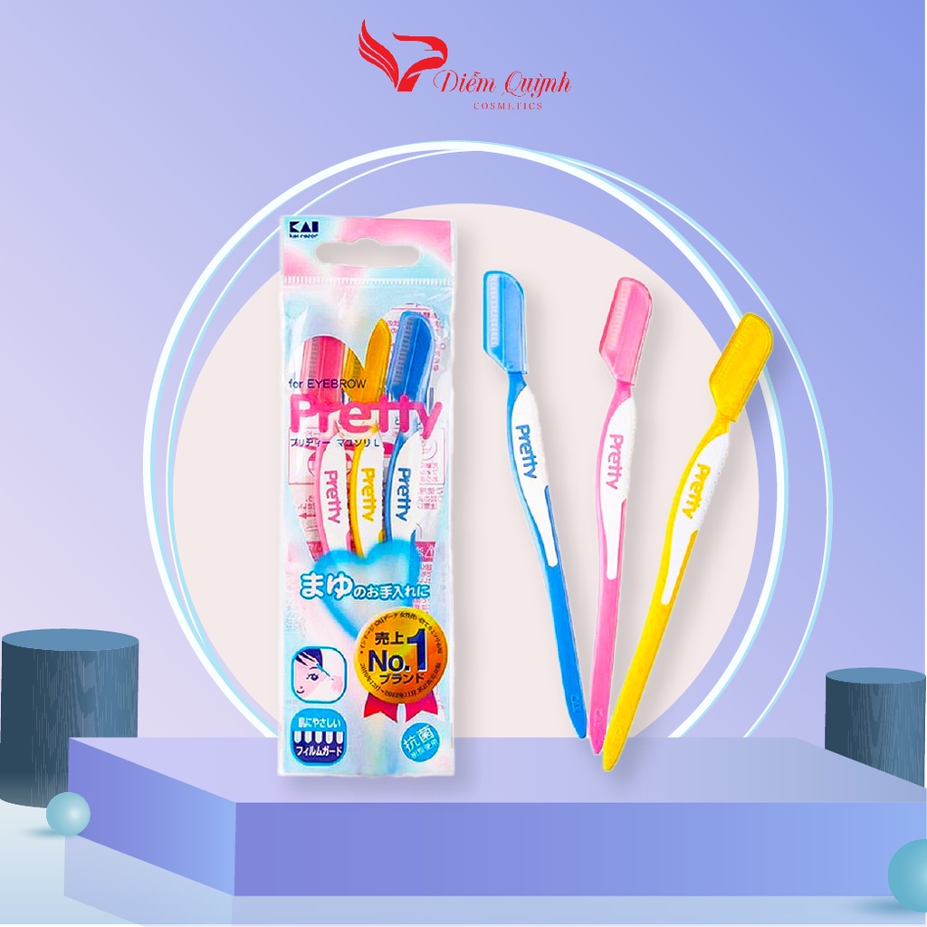 Set 3 Dao Cạo Lông Mày & Mặt Kai Pretty Kháng Khuẩn Nhật Bản