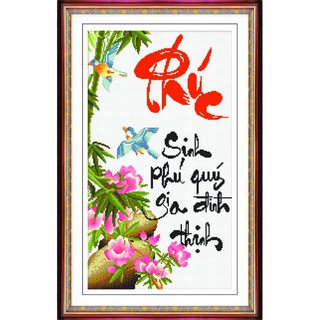 Tranh đính đá 5d toàn bộ tranh chữ Phúc tự đính đá full