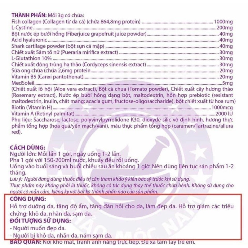 COLLAGEN THẢO MỘC NAM 20 gói