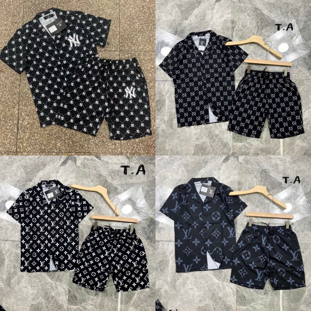 Bộ ngủ Pizama LV cực sang - Bộ đồ ngủ LV cộc tay nam