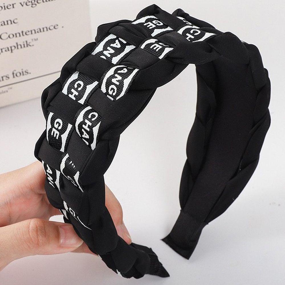 Kẹp Tóc Vải Bản Rộng In Chữ Tiếng Anh Kiểu Vintage Thời Trang Cho Nữ