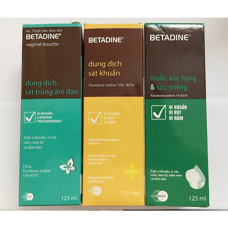 Betadine súc miệng, phụ khoa, sát khuẩn 125ml