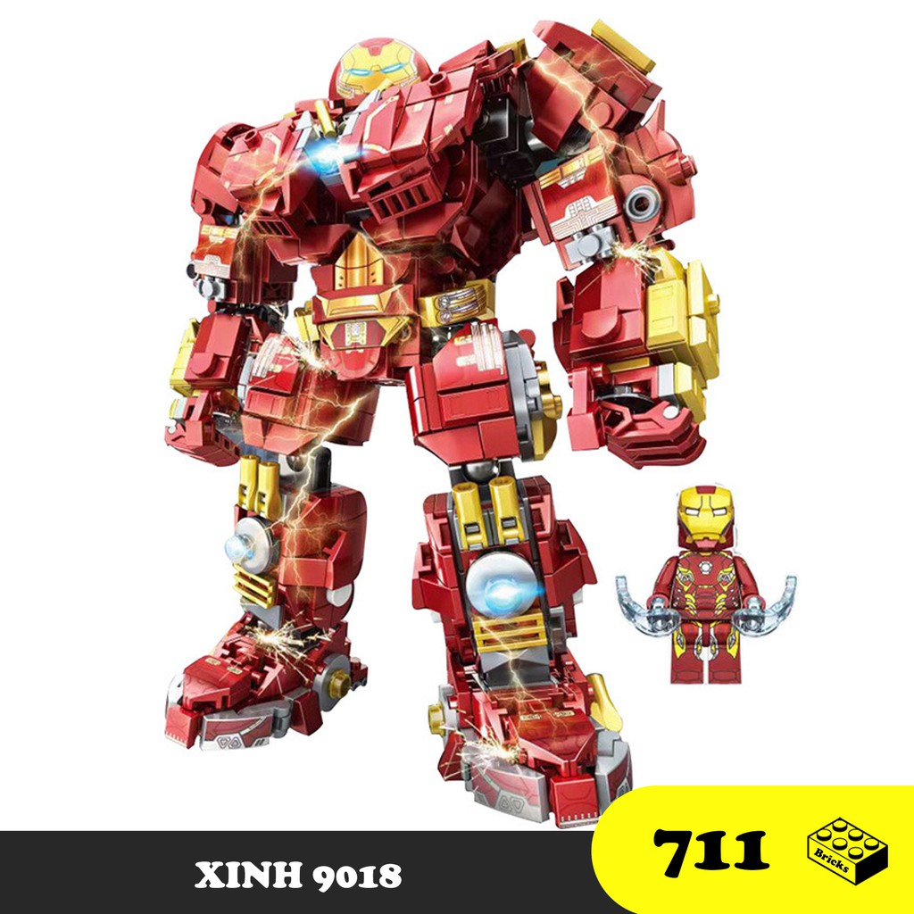 Đồ chơi lắp ráp Hulkbuster Marvel - Mech Marvel Robot XINH 9018 - 711 Mảnh ghép