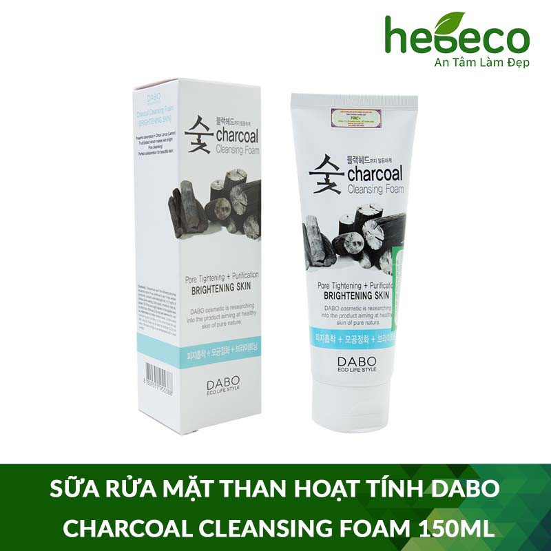 SỮA RỬA MẶT THAN HOẠT TÍNH KIỂM SOÁT DẦU DABO CHARCOAL CLEANSING FOAM 150ML - HÀN QUỐC CHÍNH HÃNG