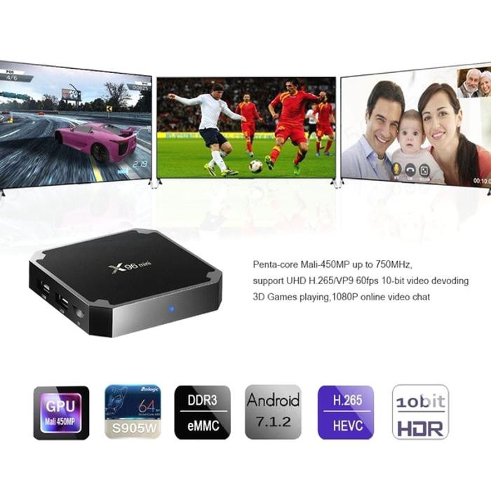 Tv Box X96 Mini Android 7.1 2gb 16gb Amlogic S905W Lõi Tứ Hỗ Trợ 2.4g Và Phụ Kiện