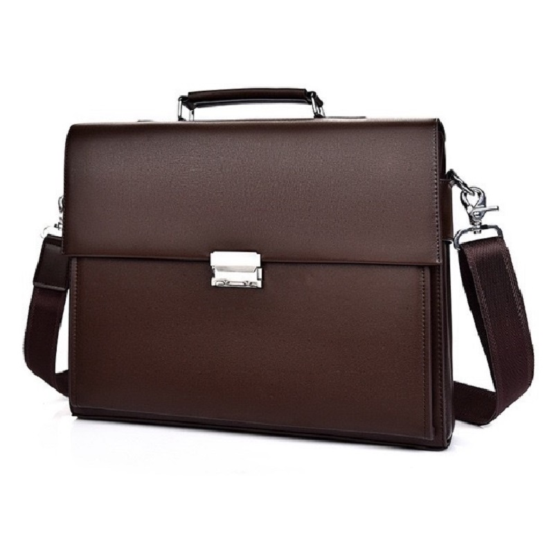 Túi xách cặp công sở da bò T54 khóa số 38x30x8cm bảo hành da 12 tháng (Nâu-Đen) | BigBuy360 - bigbuy360.vn