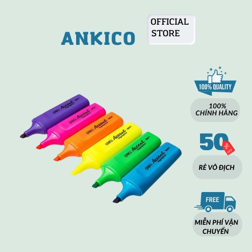 Bút nhớ dòng Deli S621 Bút highlight ghi chú nhiều màu dễ thương ANKICO