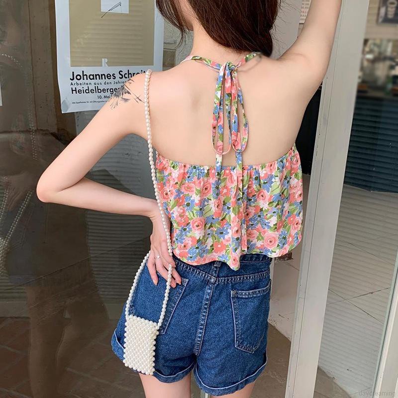 Áo Tank Top Hoạ Tiết Hoa Thiết Kế Hở Lưng Quyến Rũ | BigBuy360 - bigbuy360.vn