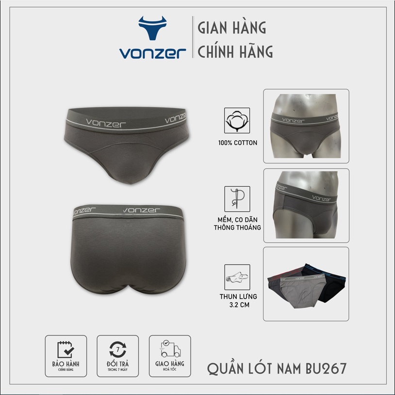 Quần lót nam tam giác cotton thoáng mát VONZER BU267