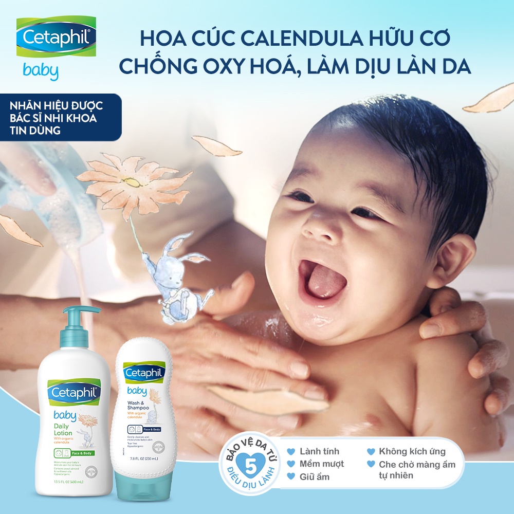 [CHÍNH HÃNG CÓ TEM] CETAPHIL Baby Daily Lotion with Organic Calendula 400mL - Sữa Dưỡng Ẩm Dịu Nhẹ Cho Bé.