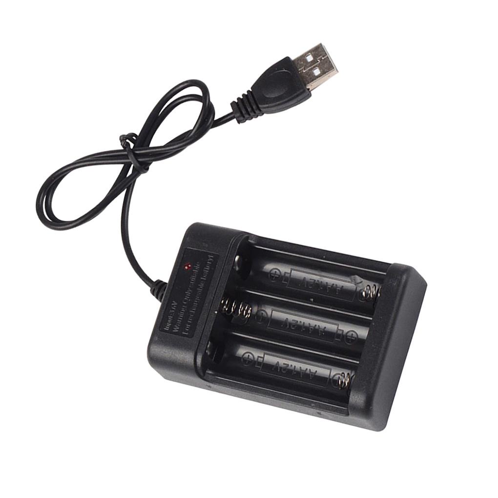 Hộp Sạc Pin AA 3 Ngăn USB Nhỏ Gọn Tiện Lợi