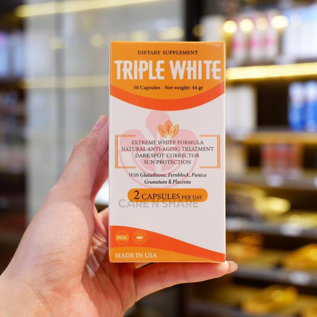 ✅ Viên Uống Triple White - Trắng Da, Chống Nắng, Giảm Thâm Nám Hộp 50 viên