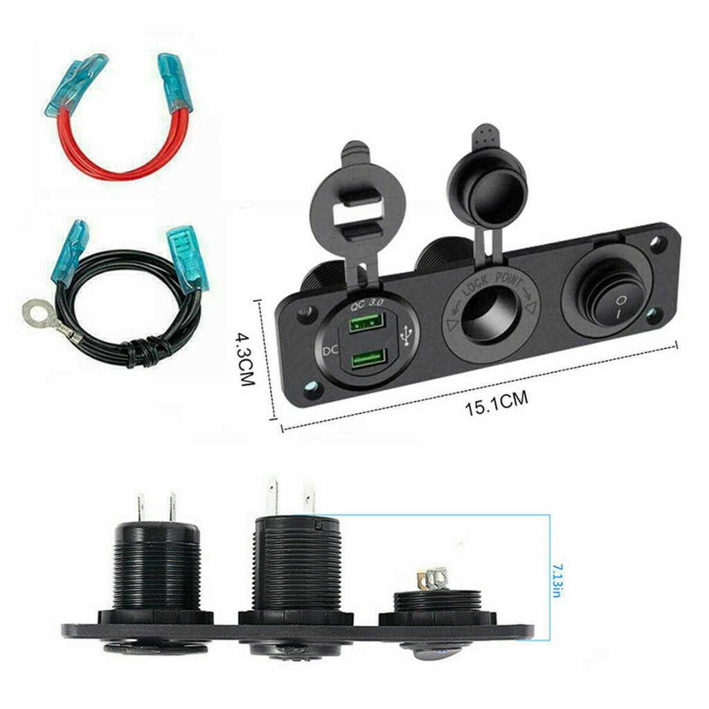 (MớI) Bật LửA 12V-24V + SạC USB KéP + Vôn Kế Cho Xe Hơi
