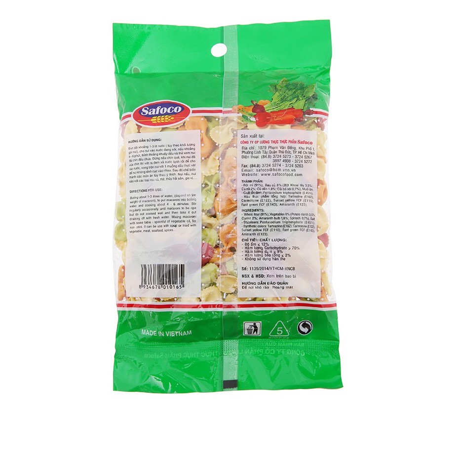 Nui rau củ hình nơ Safoco gói 200g