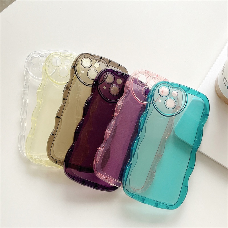 Ốp Điện Thoại TPU Mềm Trong Suốt Họa Tiết Trái Tim Viền Lượn Sóng Dễ Thương Cho iPhone 13 12 11 Pro Max X XR XS Max