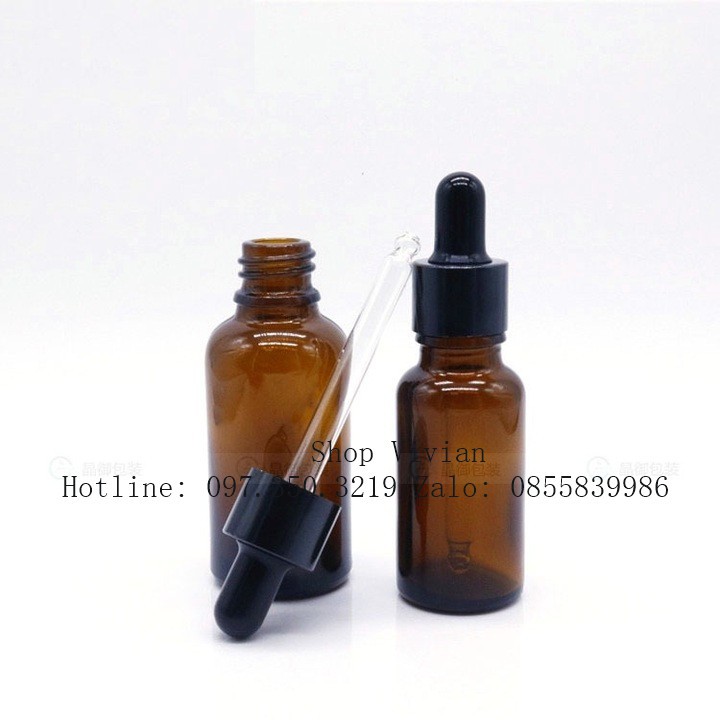 Chai lọ đựng tinh dầu, serum 30ml, lọ thuỷ tinh nâu chất lượng cao, nắp bóp giọt