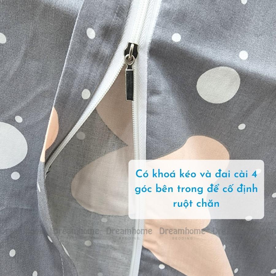 Vỏ chăn Cotton 100% 2mx2m2 mỏng mùa hè, có khóa kéo lồng ruột mùa đông DREAMHOME