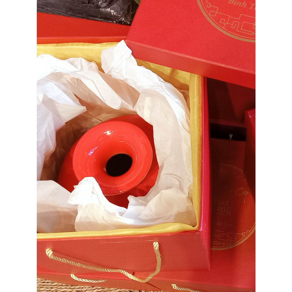 Bộ Quà tặng bình hút lộc, bình hút tài lộc thuận buồm xuôi gió cao cấp vẽ tay thủ công full size (Đầy đủ Bình+Hộp + đế)