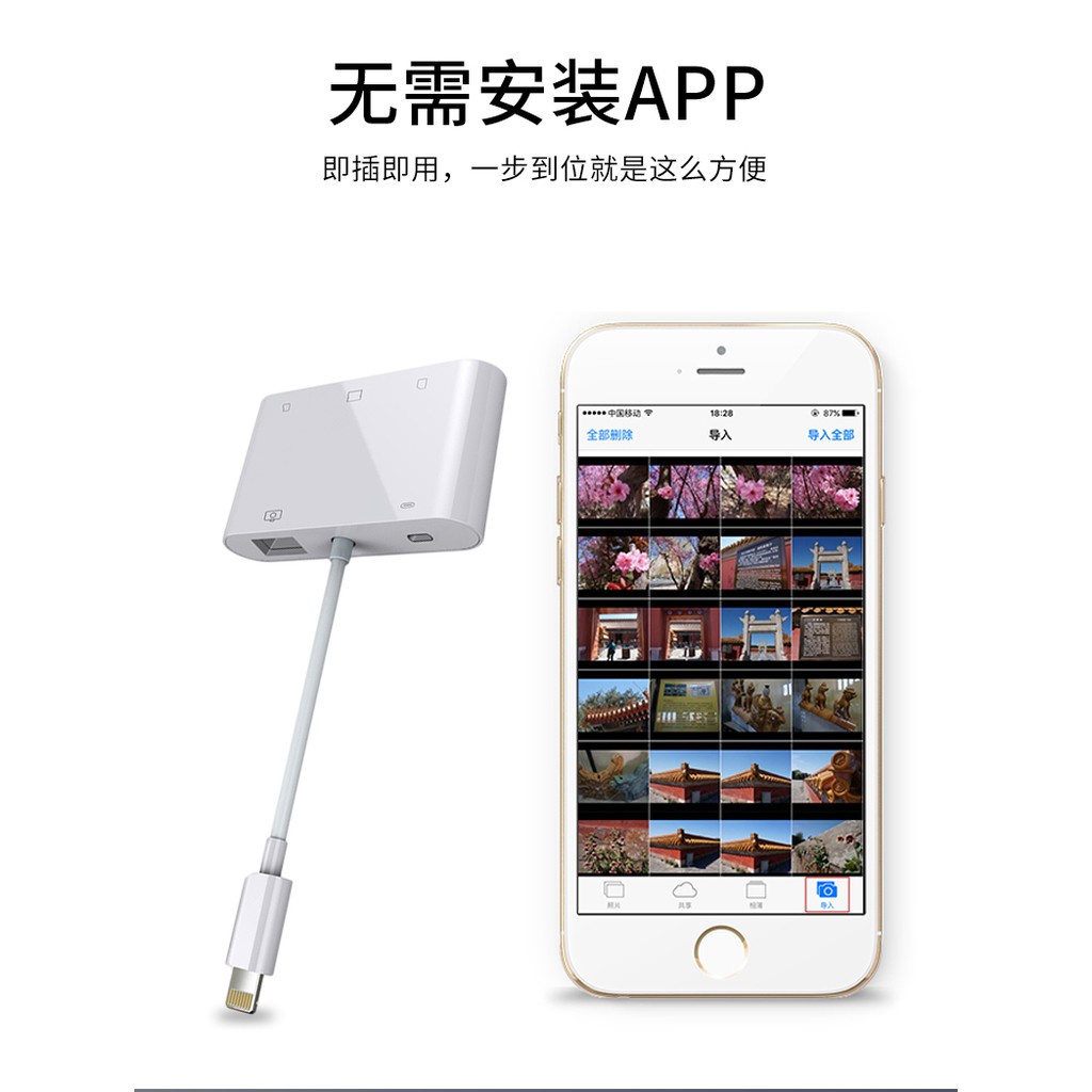 Đầu đọc thẻ nhớ SD TF CF USB3.0 tốc độ cao kết nối camera cho Iphone Ipad | BigBuy360 - bigbuy360.vn