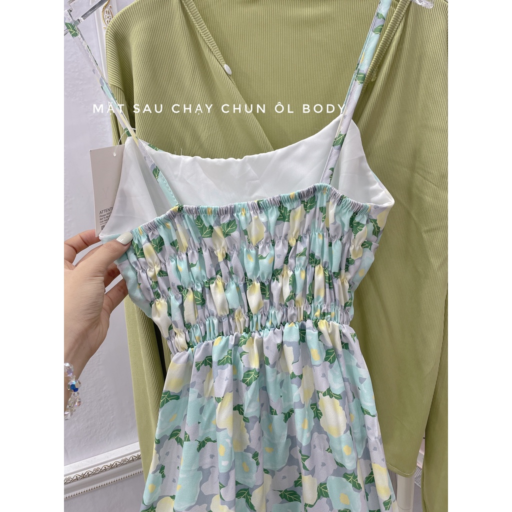 Set váy hay dây dáng đuôi cá kèm áo khoác cardigan mặc ngoài - SENA STUDIO