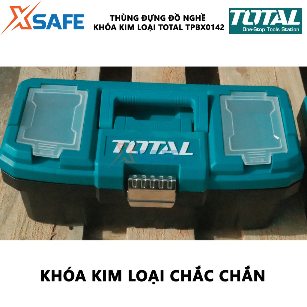 Hộp đựng đồ nghề TOTAL TPBX0142 Thùng đồ nghề khóa kim loại tải trọng tối đa 10kg, chất liệu nhựa PP, tay cầm độ bền cao