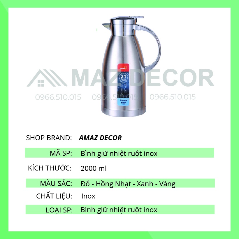 Bình nước giữ nhiệt nóng lạnh Xanbo GB9684-88 2.3 lít inox sáng bóng an tòa cho sức khỏe