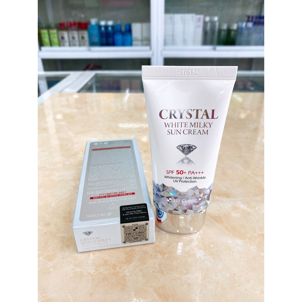 Kem Chống Nắng 3W Clinic Crystal White Milky Sun Cream SPF 50/ PA +++ 50ml Hàn Quốc