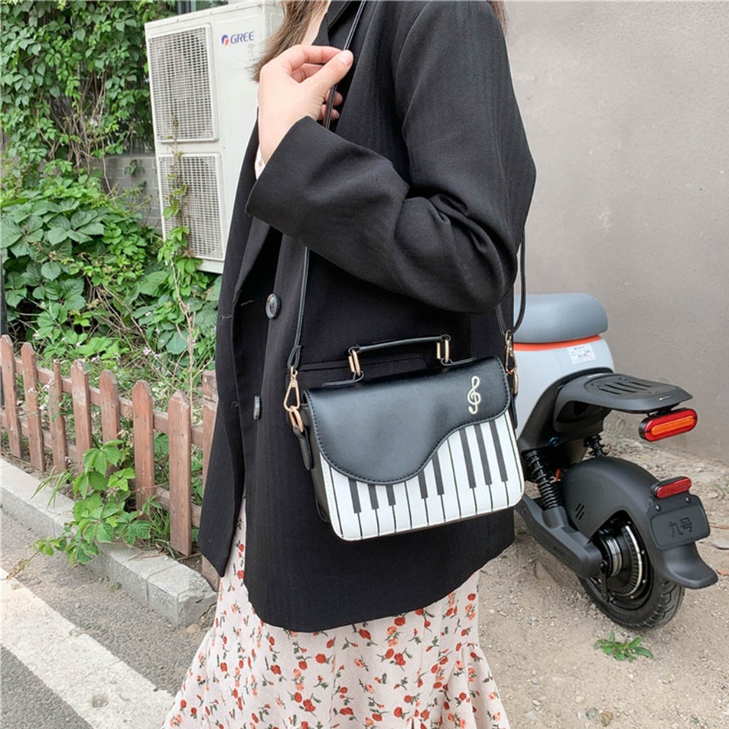 Túi Đeo Chéo Vai Bằng Da PU Hình Đàn Piano Dành Cho Nữ