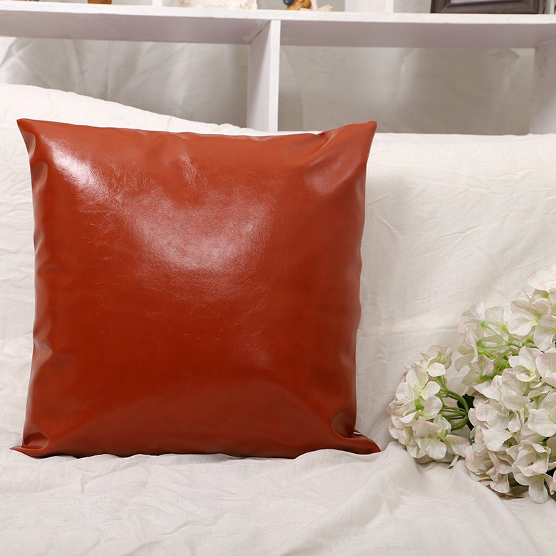 [On Sale]Pillow Case Crazy Horse Oil Leather Case Cortex Sofa Decorative Cushion Cover For Home Decor 45X45Cm-Navy