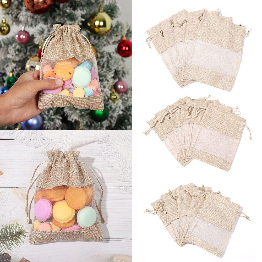 UUMIR Bộ 5 Túi Đựng Trang Sức / Kẹo Bằng Vải Bố Có Dây Rút Tiện Dụng