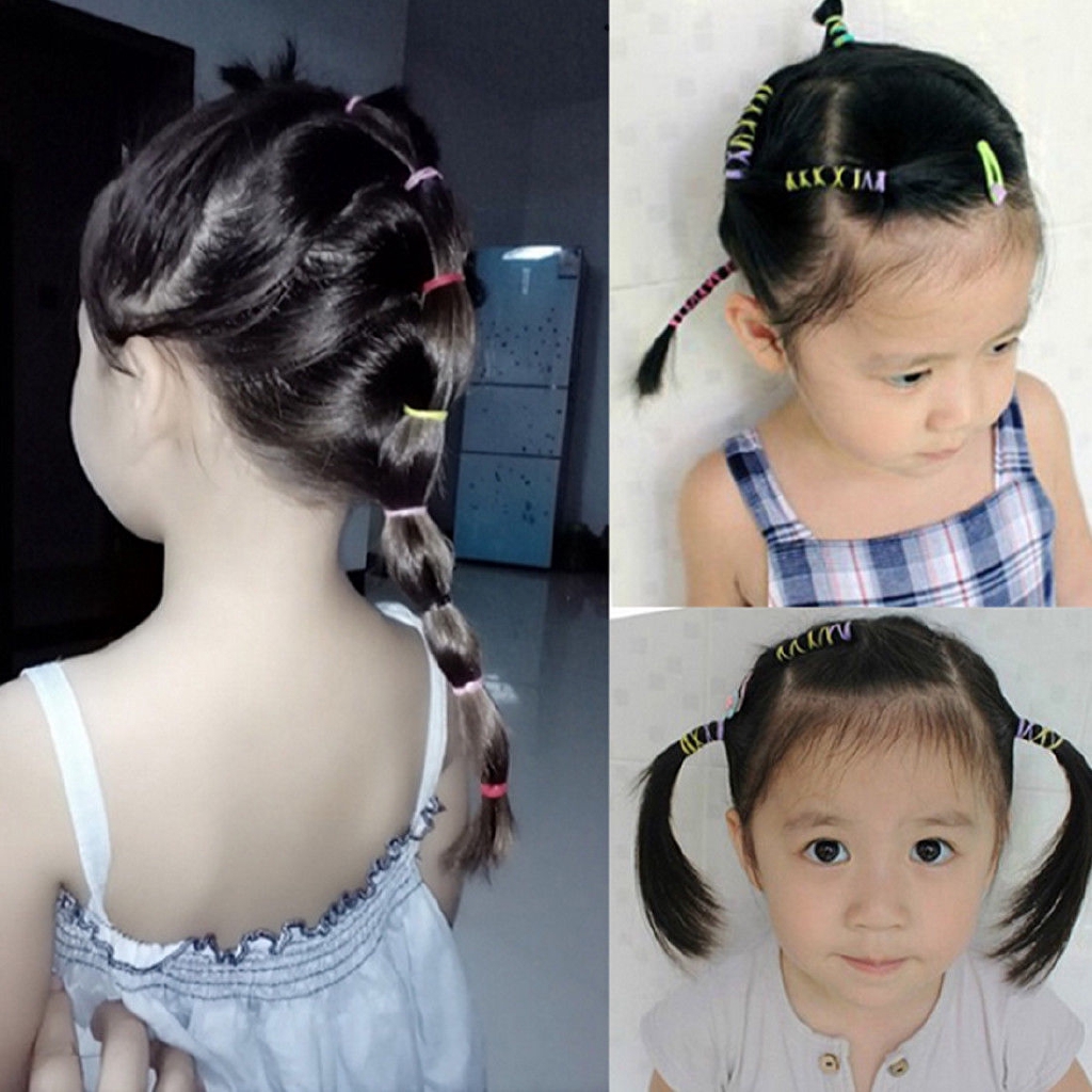 Set 500 Dây Thun Buộc Tóc Co Giãn Nhiều Màu Sắc Thời Trang