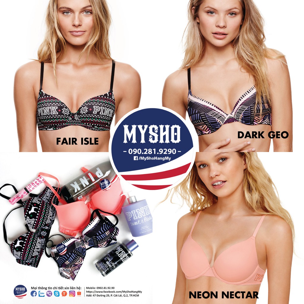 Áo lót Victoria's Secret Pink, size 34AA, A75 - Push Up - Hàng USA chính hãng