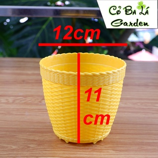 Chậu Nhựa Tròn đan mây
