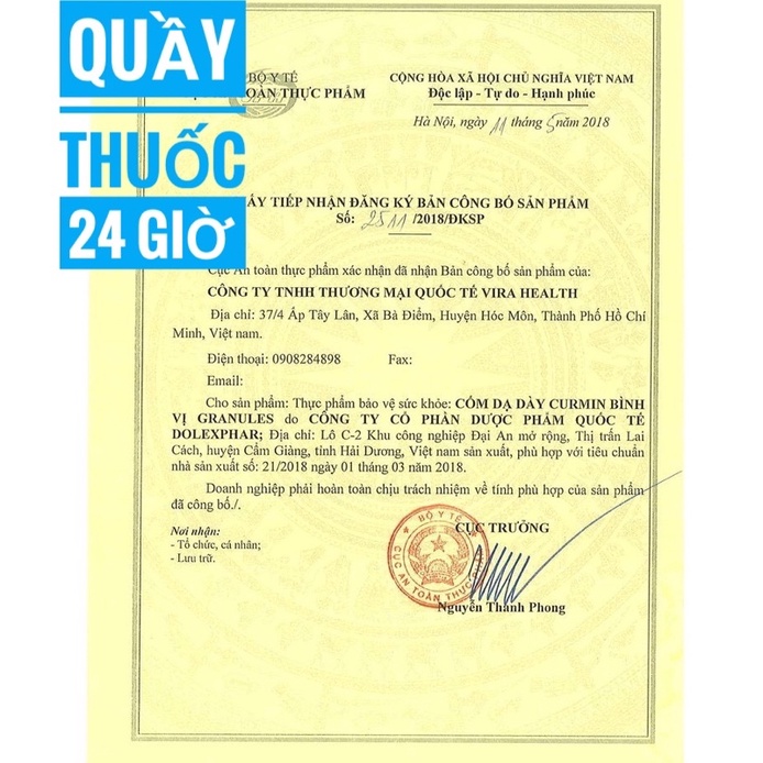 CHÍNH HÃNG Cốm dạ dày Curmin Bình Vị hộp 30 gói