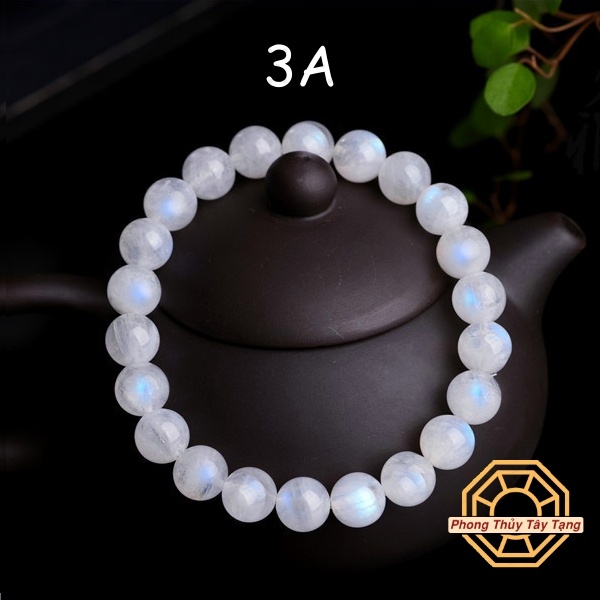 Vòng Tay Phong Thủy Đá M Trăng Tự Nhiên [TẶNG HỘP GỖ] nữ mệnh Kim Thuỷ - Phong Thuỷ Tây Tạng