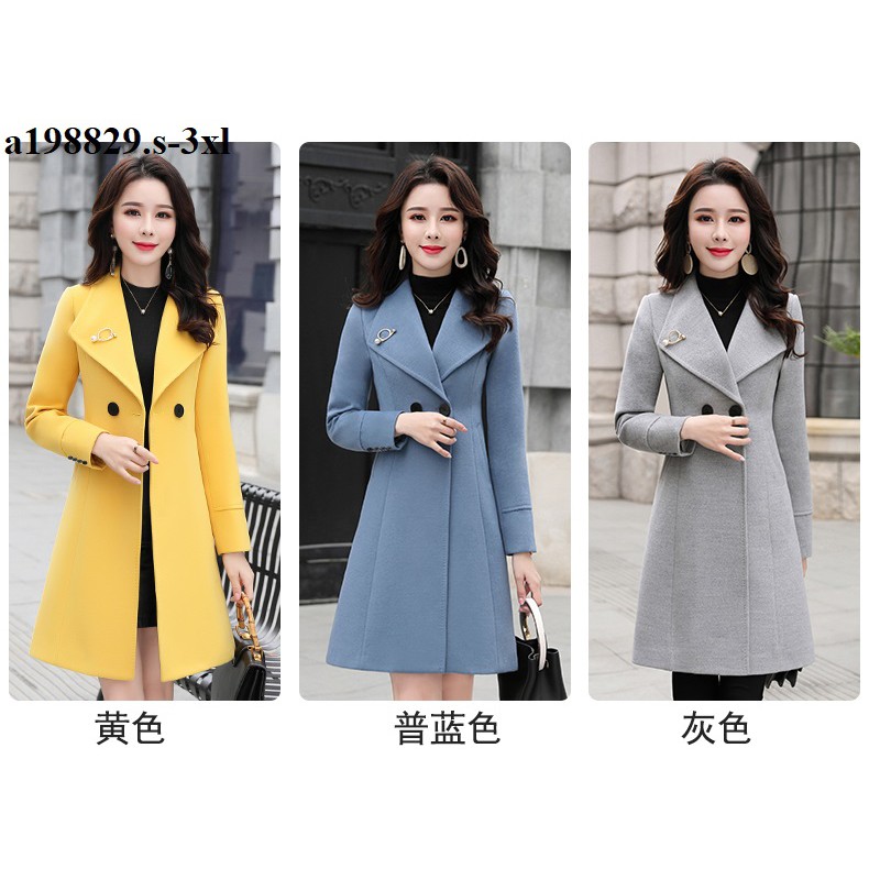 ÁO KHOÁC DẠ LỲ NỮ TRUNG NIÊN DÁNG DÀI CỔ VEST