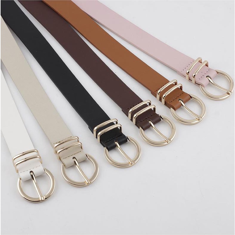 Thắt Lưng Da Bò Màu Trắng/Đen/Hồng/Trắng Kiểu Tây Dành Cho Nữ
