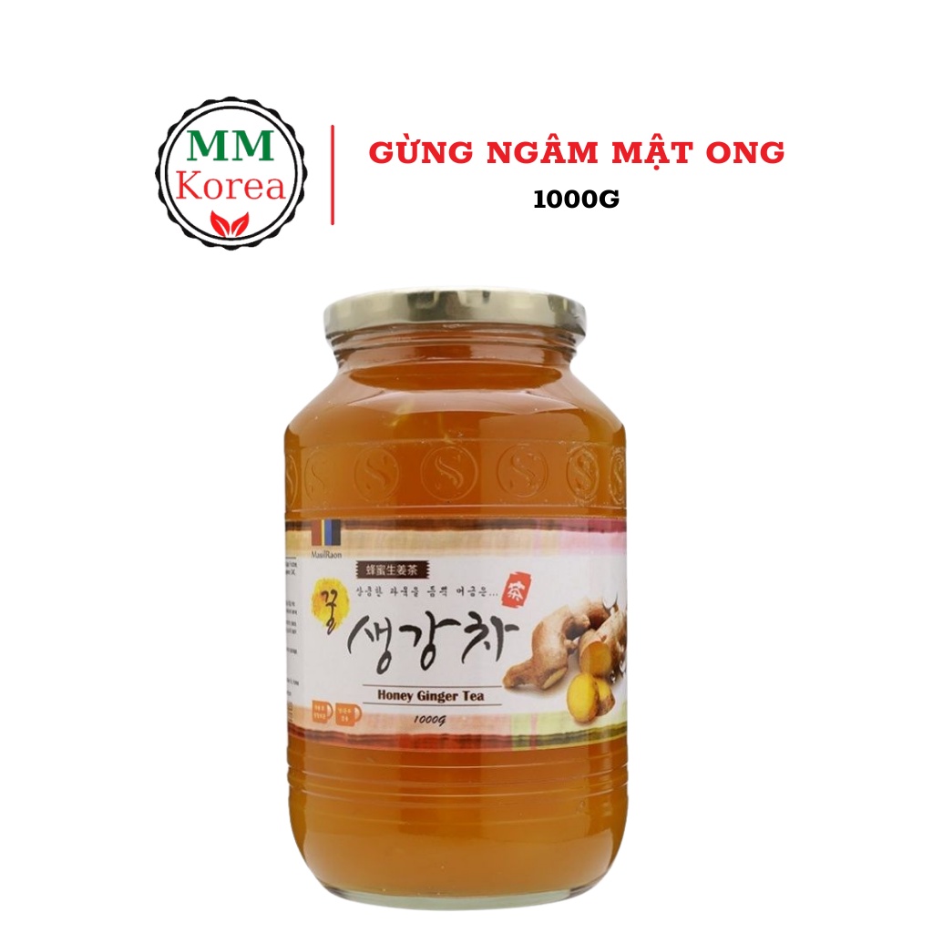 Trà gừng ngâm mật ong Hàn Quốc hũ 1kg - Mật ong gừng nguyên chất tăng tính ấm cơ thể, giải cảm, hạ sốt
