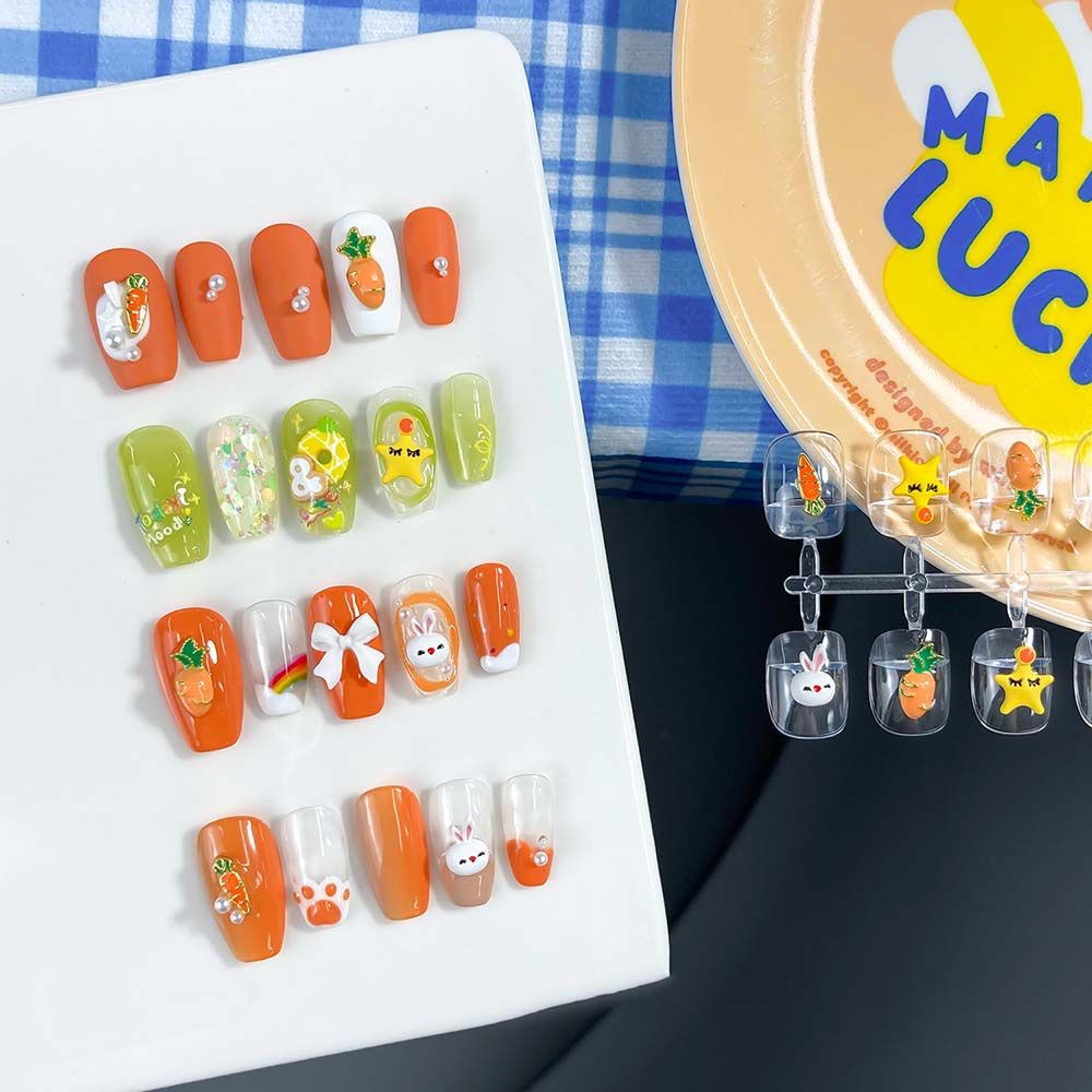 [Hàng mới về] Bộ phụ kiện trang trí móng tay nghệ thuật 3D bằng kim loại kiểu dáng thỏ/ cà rốt/ ngôi sao đáng yêu DIY