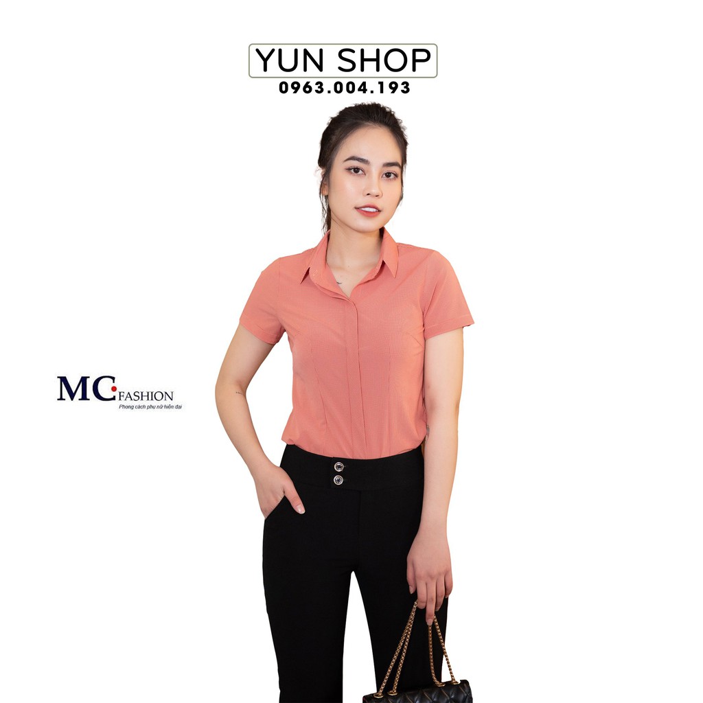 Áo Sơ Mi Nữ - Áo Sơ Mi Thanh Lịch Công Sở , Kiểu Dáng Cộc Ngăn Tay Chuẩn Hãng MC Fashion A645