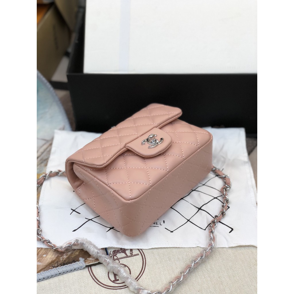 Túi Classic super da lì size 18cm màu hồng