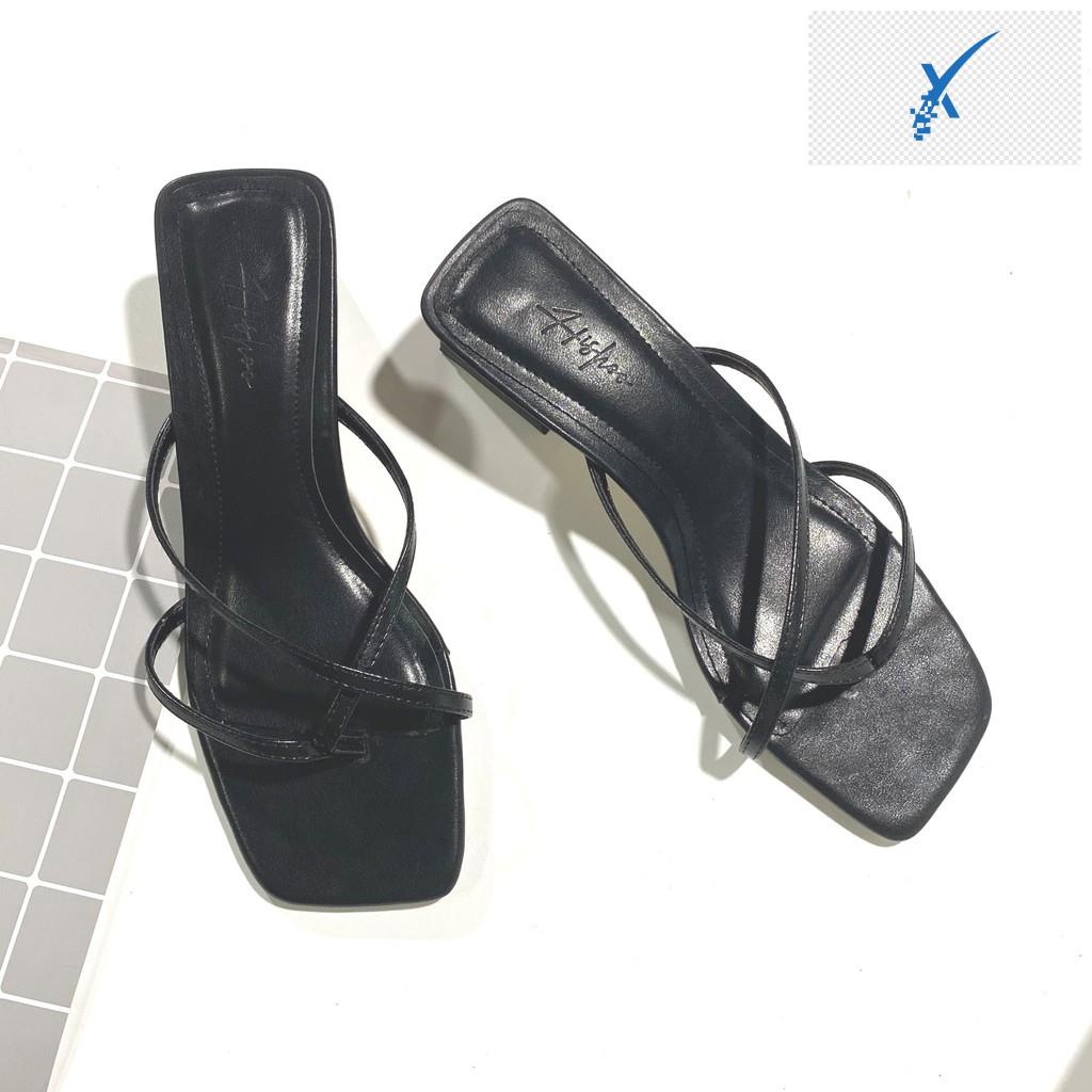 🖐️ Guốc cao gót xỏ ngón nữ đế vuông 5p đẹp dáng sandal quai mảnh thời trang công sở HISHOO S014 🖐️