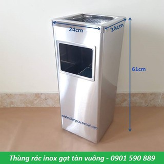 Thùng rác inox gạt tàn vuông