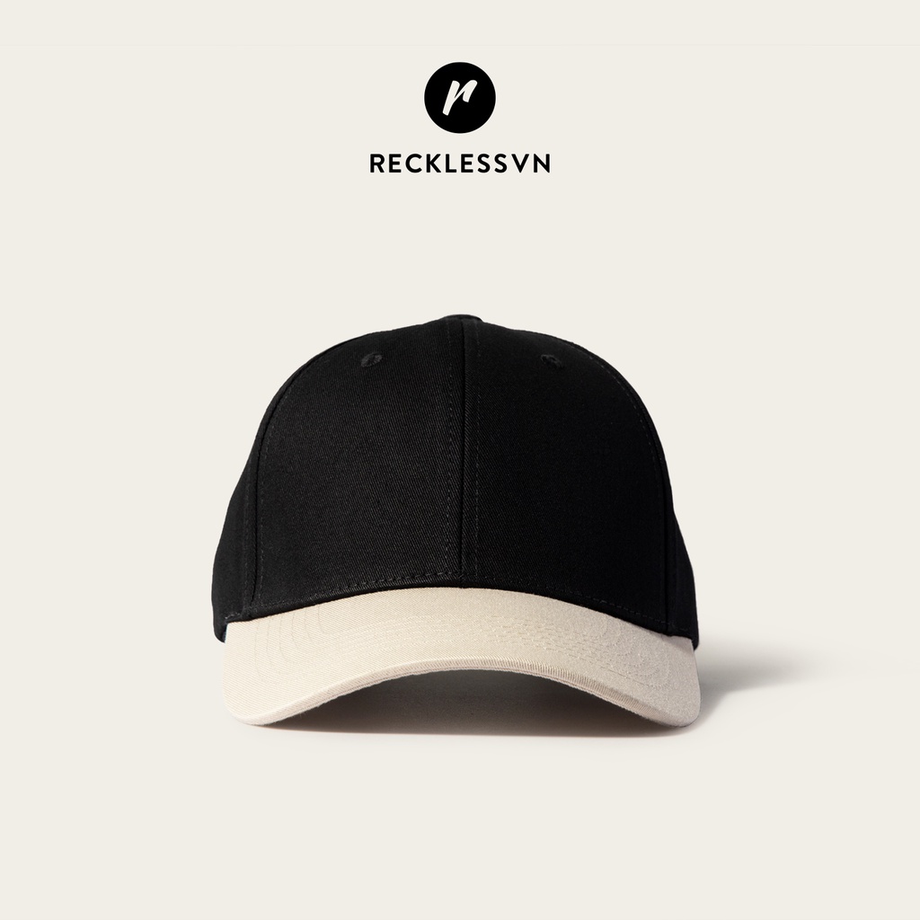 [Mã LT50 giảm 50k đơn 250k] Nón Bóng Chày Lưỡi Trai Màu Navy Phối Be Reckless Signature Ballcap Vải Kaki Cotton