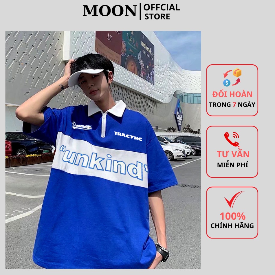 Áo phông nam nữ form rộng tay lỡ kéo khoá Unikind phong cách unisex, chất liệu cotton thoáng mát không bai xù