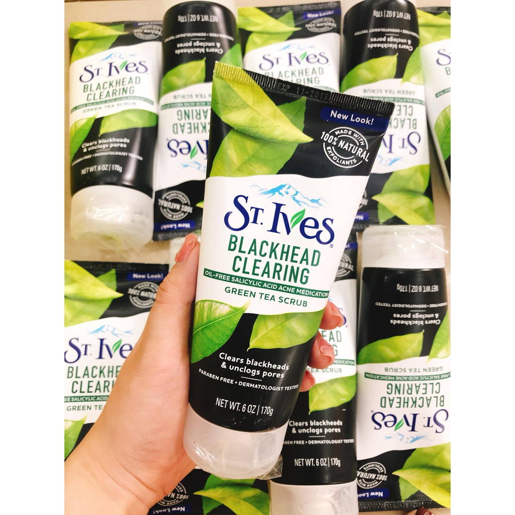 Sữa Rửa Mặt Trà Xanh St-Ives Blackhead Clearing Green Tea Scrub 170g
