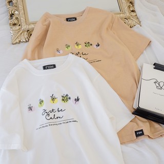 Áo thun tay lỡ JUST BE CALM form rộng ulzzang basic - Made by Fiin